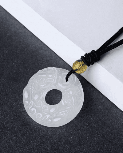 Black Obsidian Peace Buckle Pendant Necklace