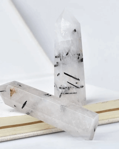 Black Rutilated Quartz Point Tower Wand