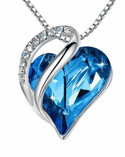 Colorful Heart Rhinestone Pendant Necklace Alloy Chain