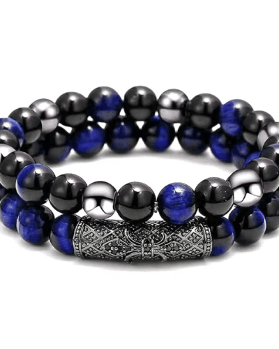 Triple Hematite Black Obsidian Tiger's Eye Bracelet Wholesale