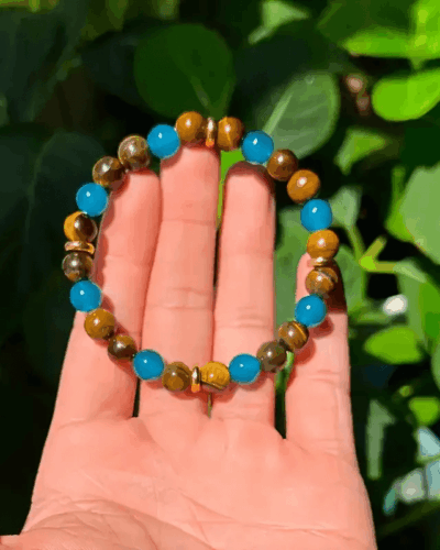 Two-Color Tiger Eye Stone Men's Bracelet for Wealth