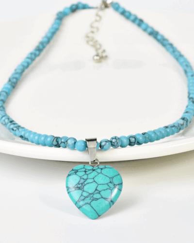 Round Bead Crystal Heart Pendant Necklace Wholesale