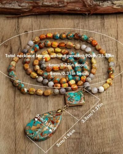 Bohemian Imperial Stone Crystal Necklace with Waterdrop Pendant