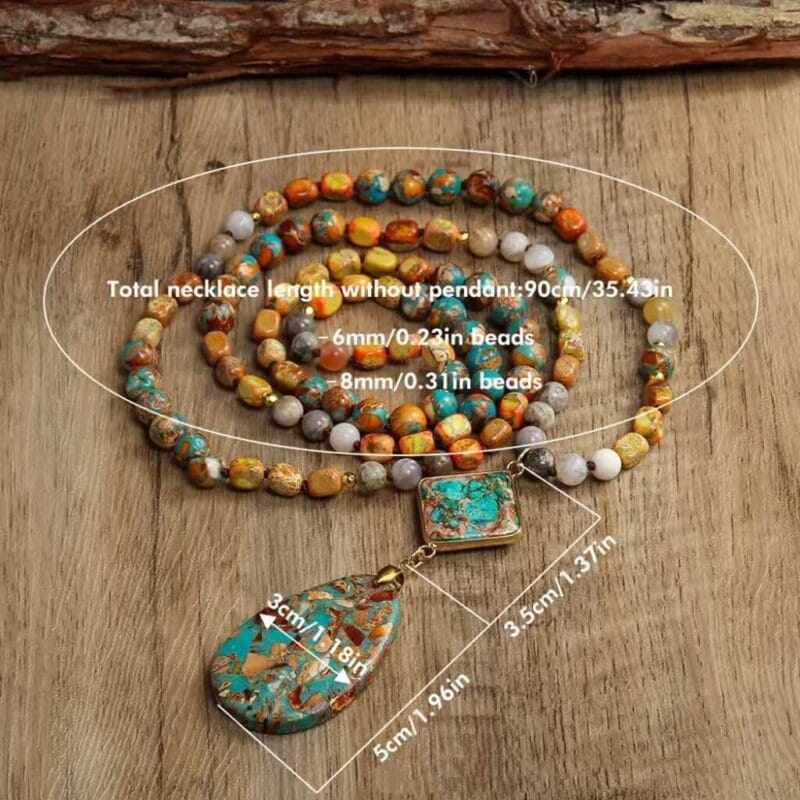 Bohemian Imperial Stone Crystal Necklace with Waterdrop Pendant