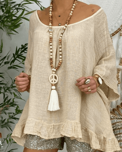 Bohemian Long Wooden Beads Necklace with Tassel