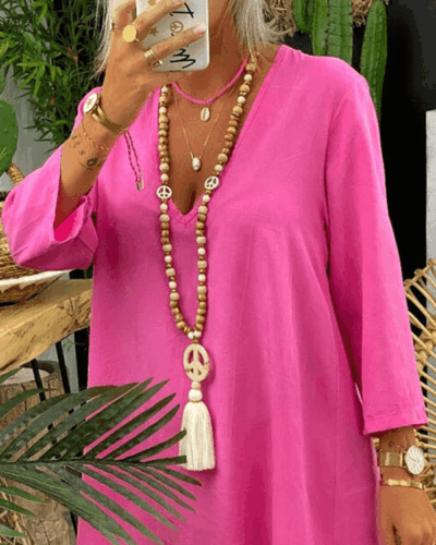 Bohemian Long Wooden Beads Necklace with Tassel