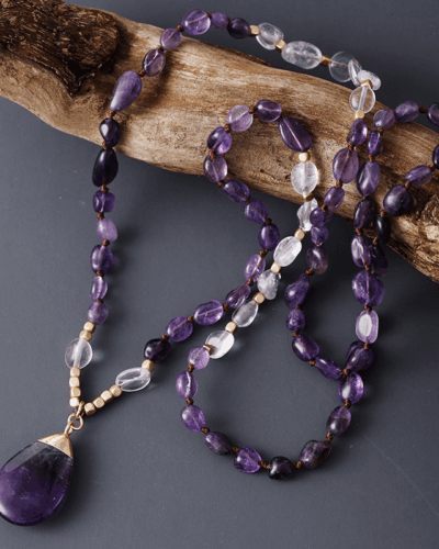 Bohemian Natural Amethyst Crystal Necklace Wholesale