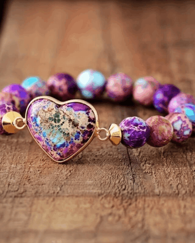Bohemian Vintage Heart Purple Stone Bracelet