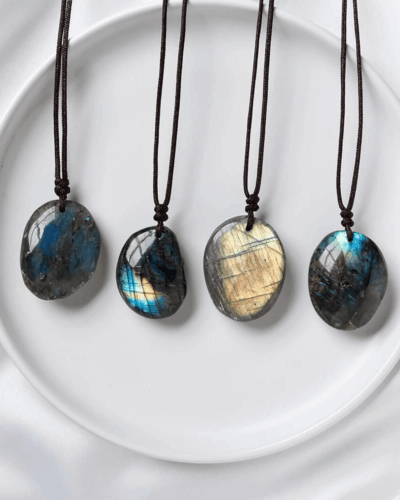 Polished Natural Labradorite Pendant Necklace Unisex