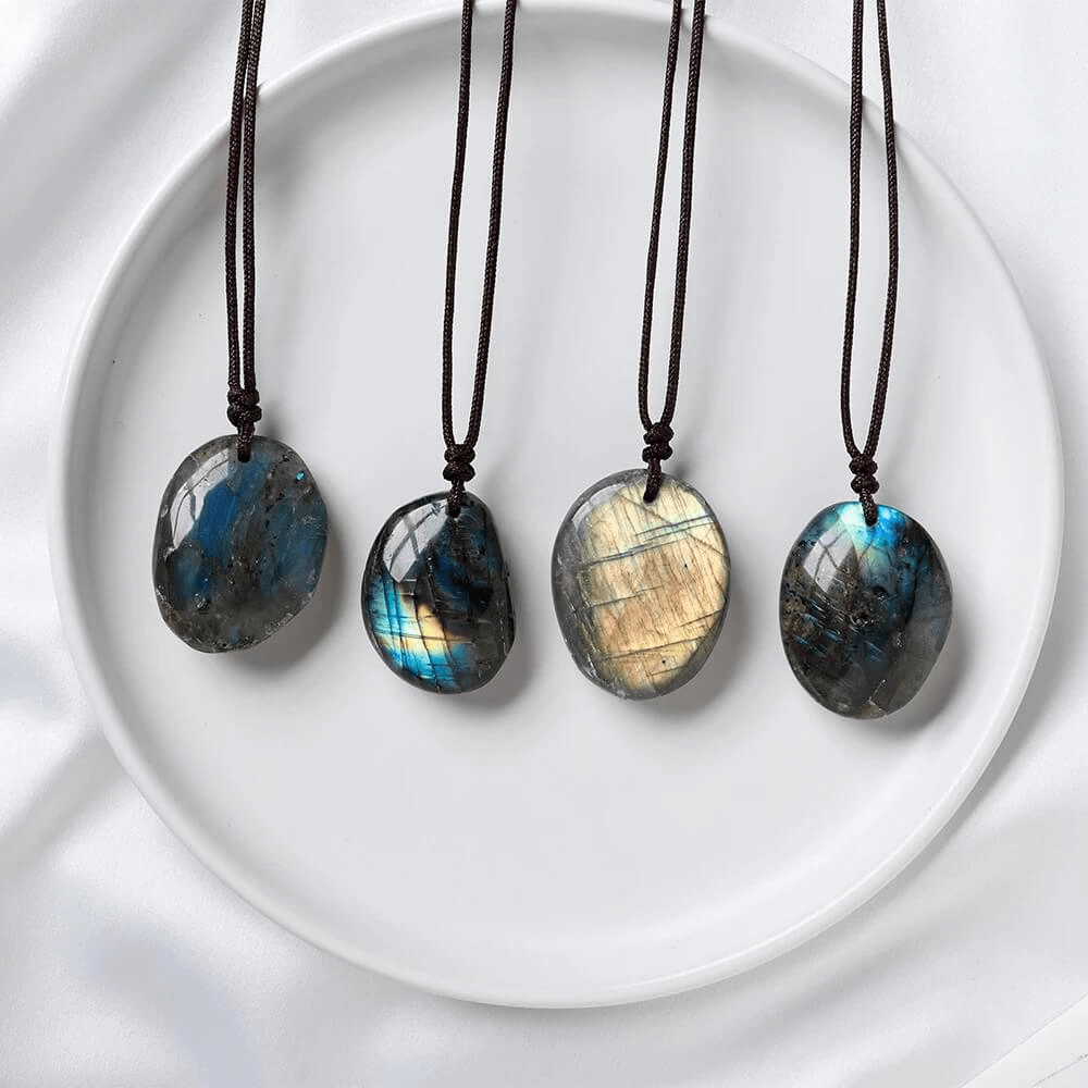 Polished Natural Labradorite Pendant Necklace Unisex