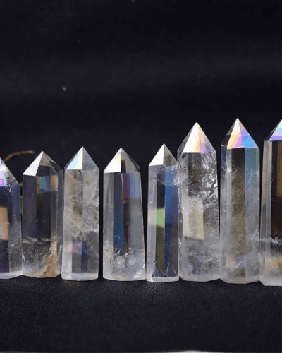 Bulk Electroplating White Crystal Tower Rainbow Aura