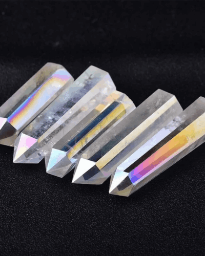 Bulk Rainbow Aura Electroplating White Crystal Tower
