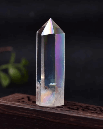 Bulk Rainbow Aura Electroplating White Crystal Tower