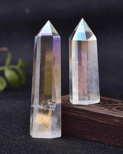 Bulk Rainbow Aura Electroplating White Crystal Tower