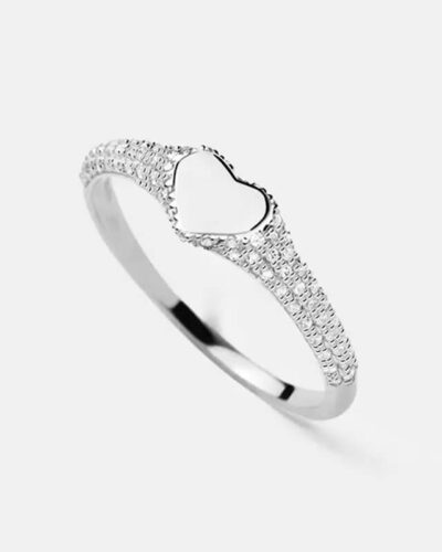 Bulk Silver Heart Ring with Diamonds CZ SHOW