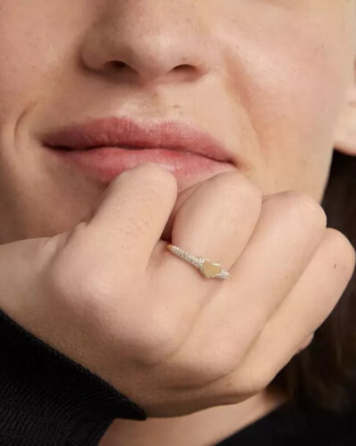 Bulk Silver Heart Ring with Diamonds CZ'nin alternatif görünümü