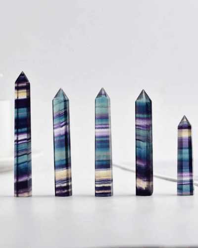 Bulk Single-Pointed Rainbow Fluorite Tower