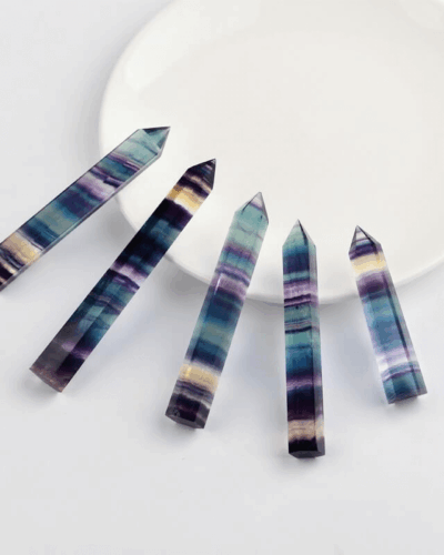 Bulk Single-Pointed Rainbow Fluorite Tower