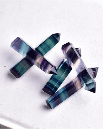 Bulk Single-Pointed Rainbow Fluorite Tower