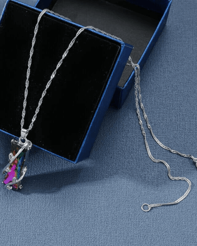 Bulk Square Branch Wrapped Colorful Crystal Pendant Necklace