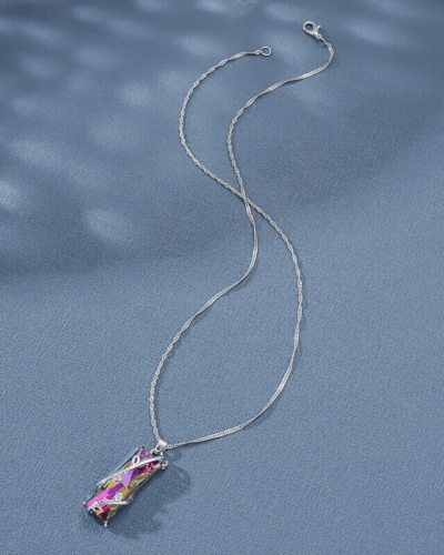 Bulk Square Branch Wrapped Colorful Crystal Pendant Necklace