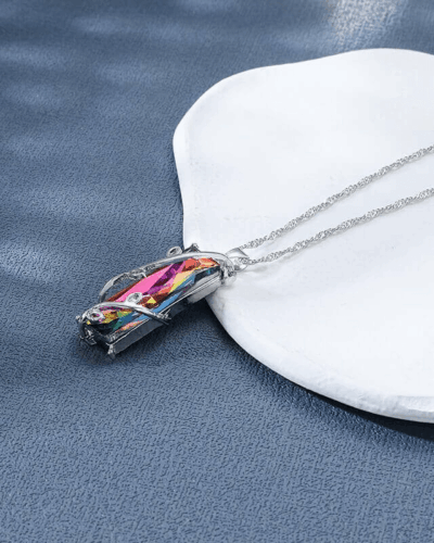 Bulk Square Branch Wrapped Colorful Crystal Pendant Necklace