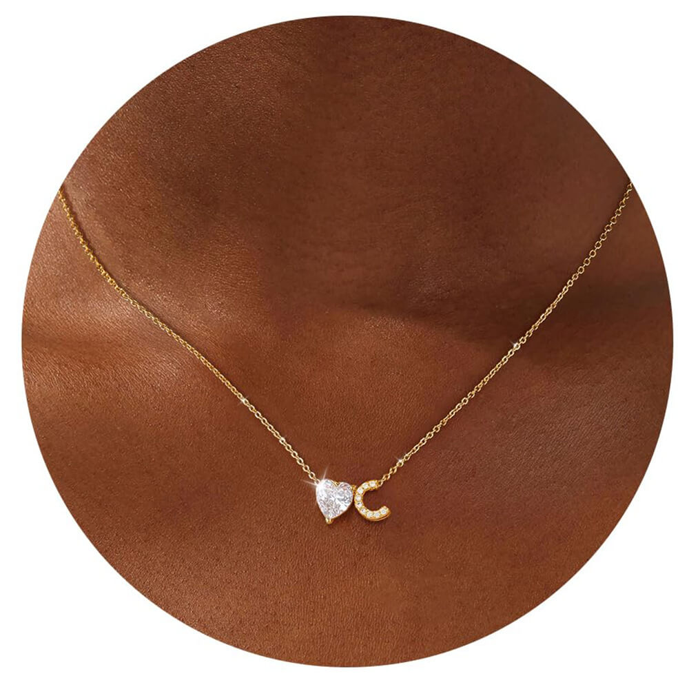 18K Gold Plated Initial Letter A-Z Pendant Necklace Heart Bulk - Image 6