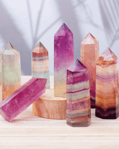 Candy Color Watermelon Fluorite Crystal Tower Home Decor