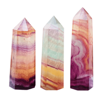 Candy Color Watermelon Fluorite Crystal Tower Home Decor