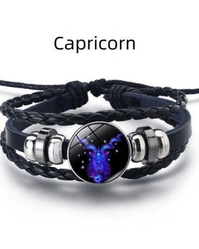 Leather Woven 12 Zodiac Signs Spirit Bracelet Unisex