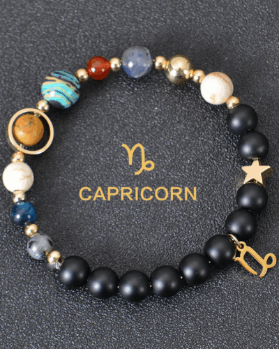 Solar System Planet Crystal Bracelet with 12 Zodiac Signs Pendant