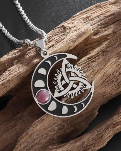 Magical Witch Knot Necklace Stainless Steel Box Chain