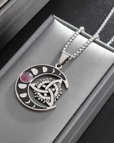 Alternative view of Magical Witch Knot Necklace Stainless Steel Box Chain