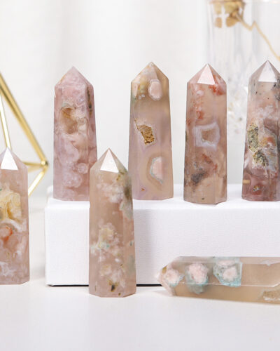 Cherry Blossom Agate Crystal Point Tower Wholesale