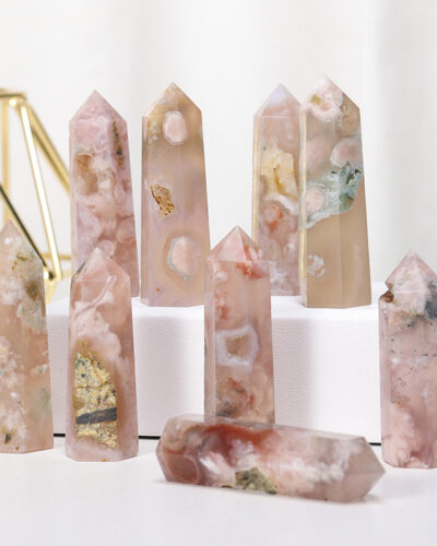 Cherry Blossom Agate Crystal Point Tower Wholesale