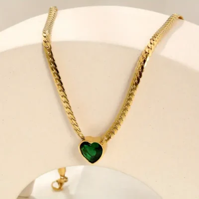 Chic 18k Gold Plated Stainless Steel Heart Pendant NecklaceBracelet 1