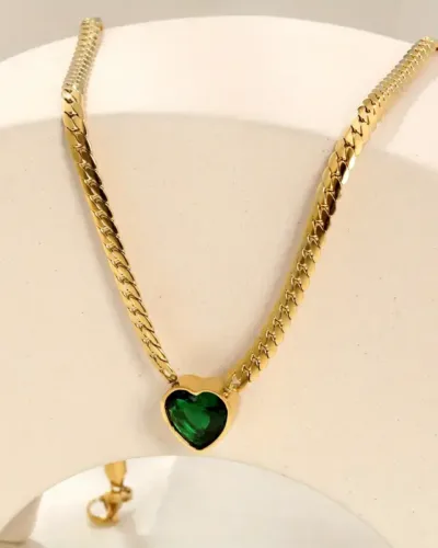 Chic 18k Gold Plated Stainless Steel Heart Pendant NecklaceBracelet 1