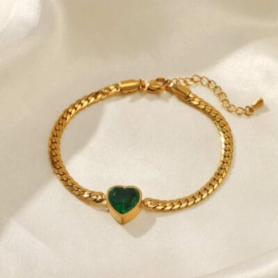 Chic 18k Gold Plated Stainless Steel Heart Pendant NecklaceBracelet 2