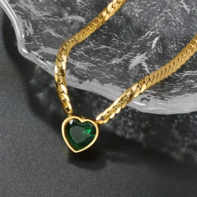 Chic 18k Gold Plated Stainless Steel Heart Pendant NecklaceBracelet 2