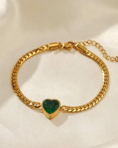 Chic 18k Gold Plated Stainless Steel Heart Pendant NecklaceBracelet 2