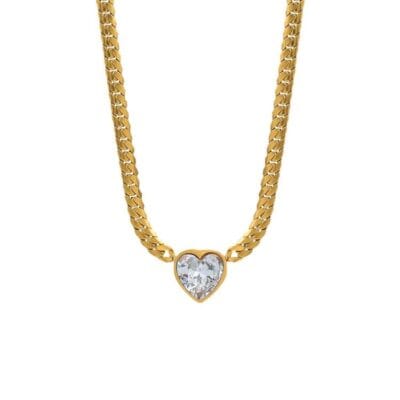 Chic 18k Gold Plated Stainless Steel Heart Pendant NecklaceBracelet 6