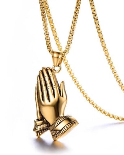 Clapping Hands Stainless Steel Mens Chain Necklace