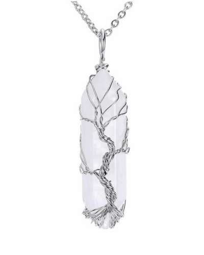 Tree of Life Wrapped Hexagonal Crystal Necklace Wholesale