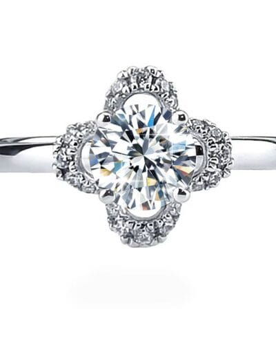 Clover Moissanite Engagement Ring with 925 Sterling Silver 5