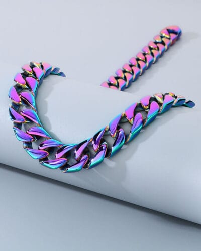 Colorful 15mm Flat Curb Chain Stainless Steel for Men 2