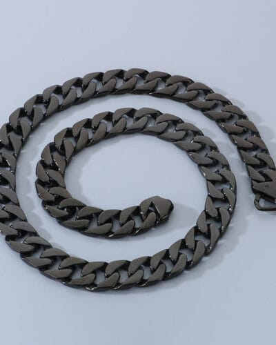 Colorful 15mm Flat Curb Chain Stainless Steel for Men-BLACK