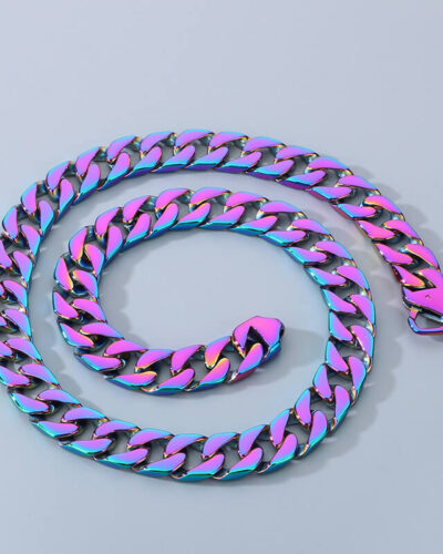 Colorful 15mm Flat Curb Chain Stainless Steel for Men