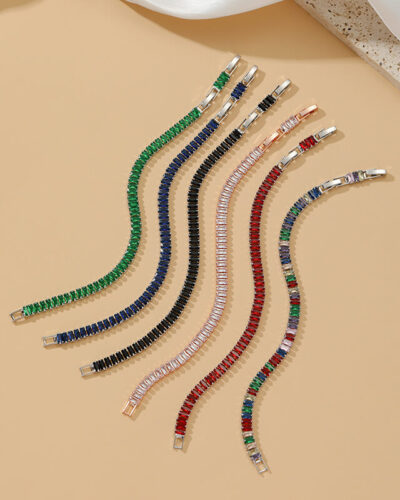 Colorful Cubic Zirconia Baguette Tennis Bracelet for Women'nin alternatif görünümü