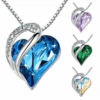 Colorful Heart Rhinestone Pendant Necklace Alloy Chain