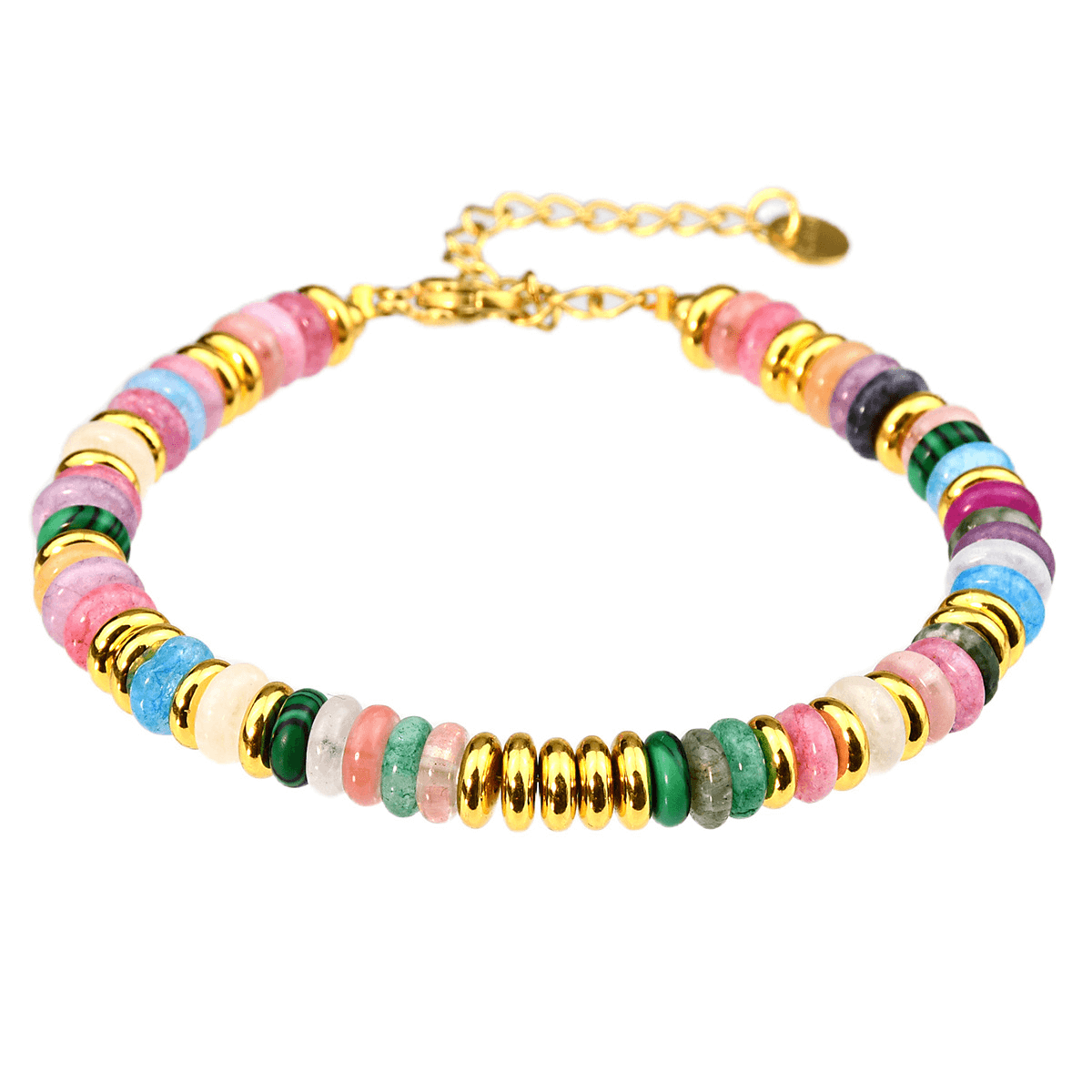Semi-Precious Gemstone Colorful Beaded Bracelet